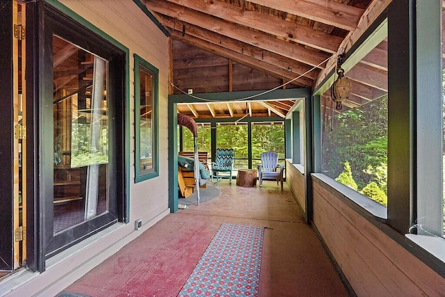 8 Horseshoe Is, Winthrop, ME 04364 - unfurnished sunroom with lofted ceiling