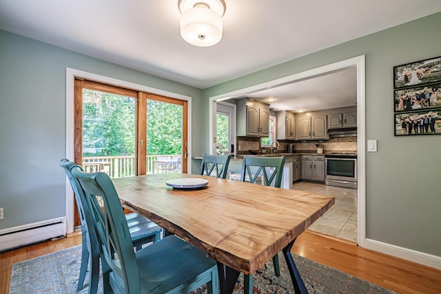 325 Ludlow St, Portland, ME 04102 - dining space featuring plenty of natural light, a baseboard radiator, and light wood finished floors
