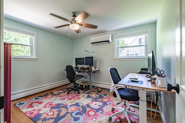 325 Ludlow St, Portland, ME 04102 - home office with a wall unit AC, plenty of natural light, ceiling fan, and baseboard heating