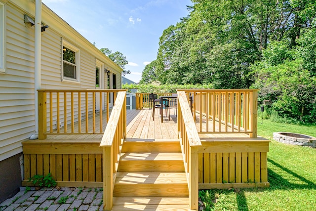 325 Ludlow St, Portland, ME 04102 - wooden deck featuring a fire pit and a yard