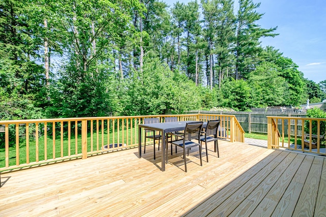 325 Ludlow St, Portland, ME 04102 - wooden terrace featuring a fenced backyard and outdoor dining area