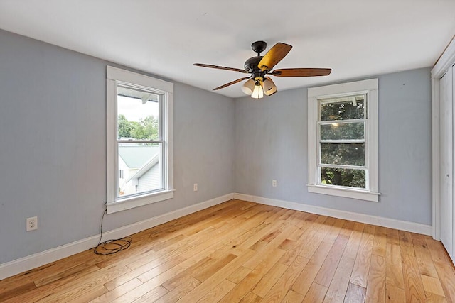 7 James St, Bingham, ME 04920 - unfurnished room featuring light wood finished floors and a ceiling fan