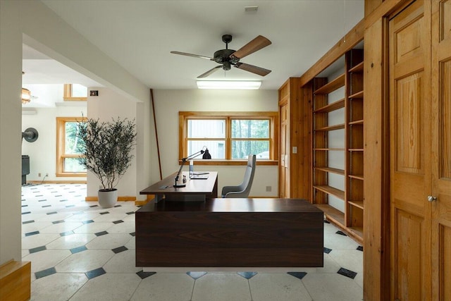 391 Main Rd, Islesboro, ME 04848 - office area featuring ceiling fan and light floors