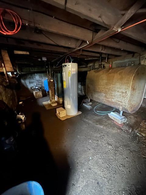 258 Guinea Rd, Biddeford, ME 04005 - basement view of electric water heater and oil tank