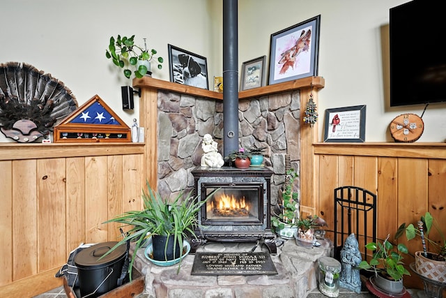 146 Lone Indian Trl, Augusta, ME 04330 - detailed view of a wood stove and wooden walls