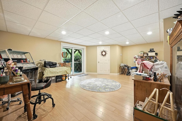 146 Lone Indian Trl, Augusta, ME 04330 - home office with a drop ceiling, wood finished floors, and recessed lighting