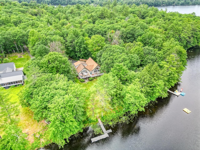 146 Lone Indian Trl, Augusta, ME 04330 - view from above of property with a nearby body of water and a heavily wooded area