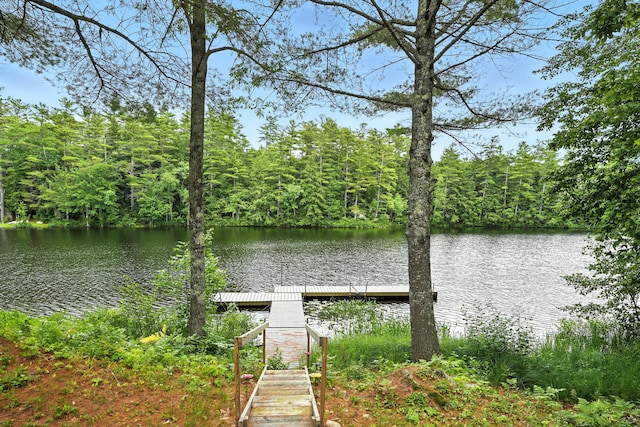 146 Lone Indian Trl, Augusta, ME 04330 - dock area featuring a water view and a forest view