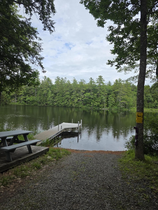 146 Lone Indian Trl, Augusta, ME 04330 - dock area featuring a water view and a forest view