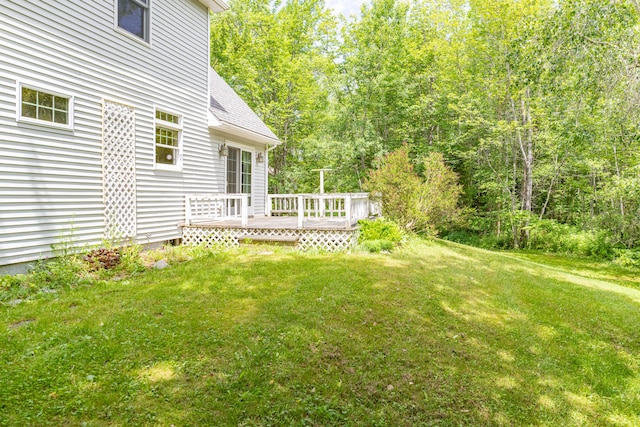 26 Spruce St, Bucksport, ME 04416 - view of grassy yard featuring a wooden deck