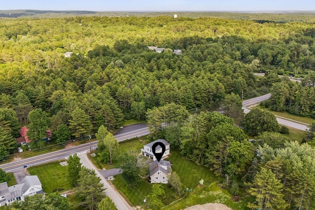 10 Burnell Dr, Yarmouth, ME 04096 - aerial view of property and surrounding area with a heavily wooded area