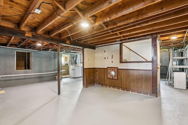 10 Burnell Dr, Yarmouth, ME 04096 - unfinished below grade area with washer / clothes dryer and wainscoting