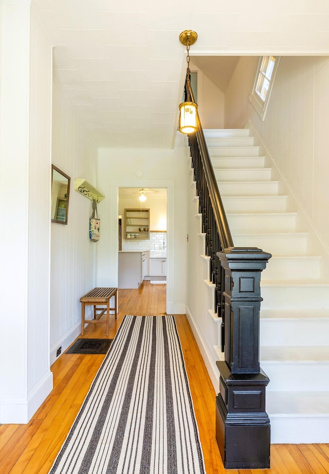 21 Elm St, Belfast, ME 04915 - stairs with wood-type flooring