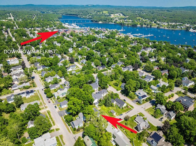 21 Elm St, Belfast, ME 04915 - aerial view of a nearby body of water