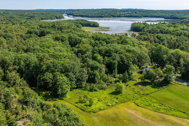 13 Gross Neck Rd, Waldoboro, ME 04572 - drone / aerial view of a nearby body of water and a forest