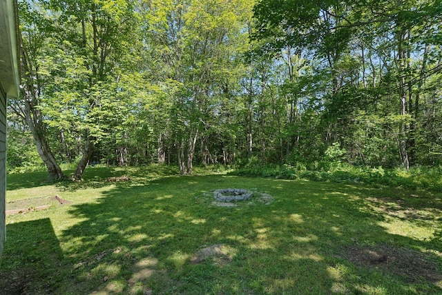 226 Seal Harbor Rd, Saint George, ME 04859 - view of green lawn featuring an outdoor fire pit