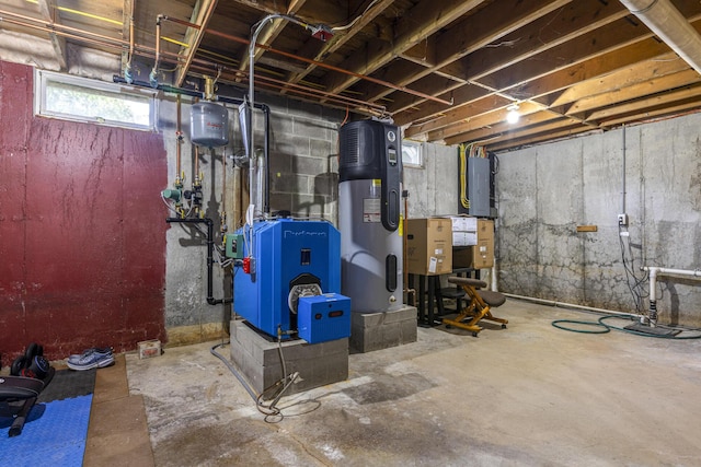 86 Allison Ave, Portland, ME 04103 - below grade area with water heater, a heating unit, and electric panel