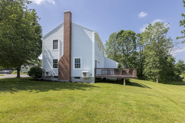86 Allison Ave, Portland, ME 04103 - back of property with a chimney, a deck, and a yard