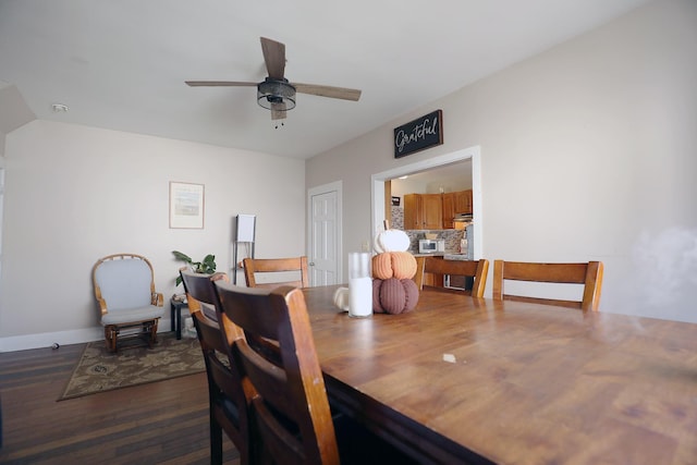 41 Dunn St, Auburn, ME 04210 - dining room featuring dark wood finished floors and ceiling fan