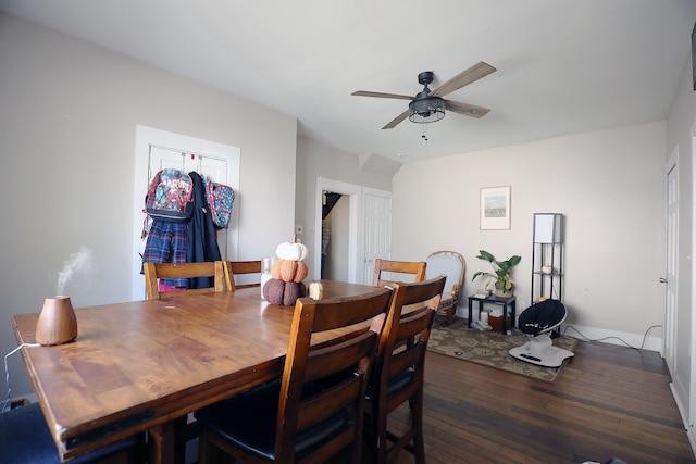 41 Dunn St, Auburn, ME 04210 - dining space featuring dark wood-type flooring and a ceiling fan