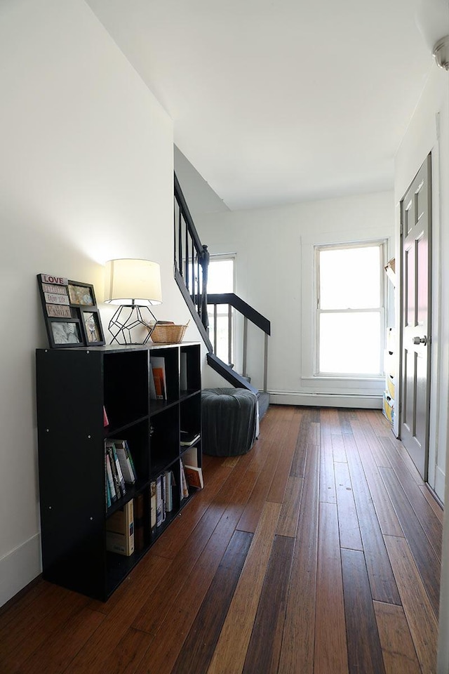 41 Dunn St, Auburn, ME 04210 - entryway featuring hardwood / wood-style floors and stairway