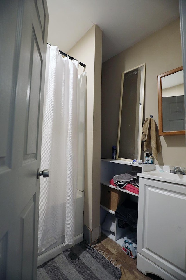 41 Dunn St, Auburn, ME 04210 - bathroom featuring vanity and curtained shower