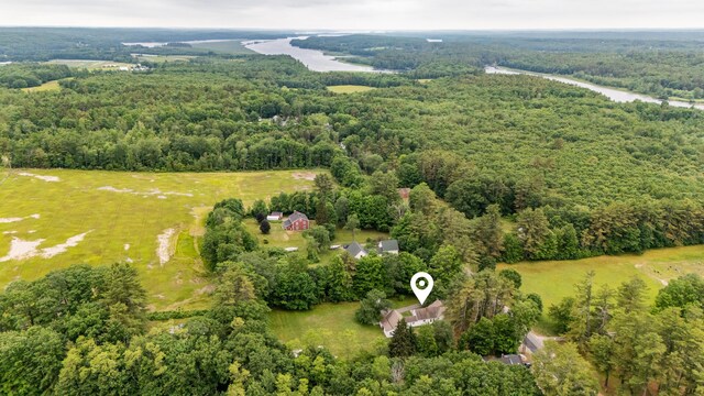 22 River Rd, Dresden, ME 04342 - aerial view of property's location with a heavily wooded area