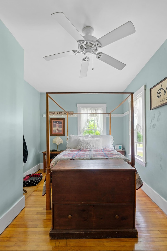 22 River Rd, Dresden, ME 04342 - bedroom featuring light wood-style flooring and a ceiling fan