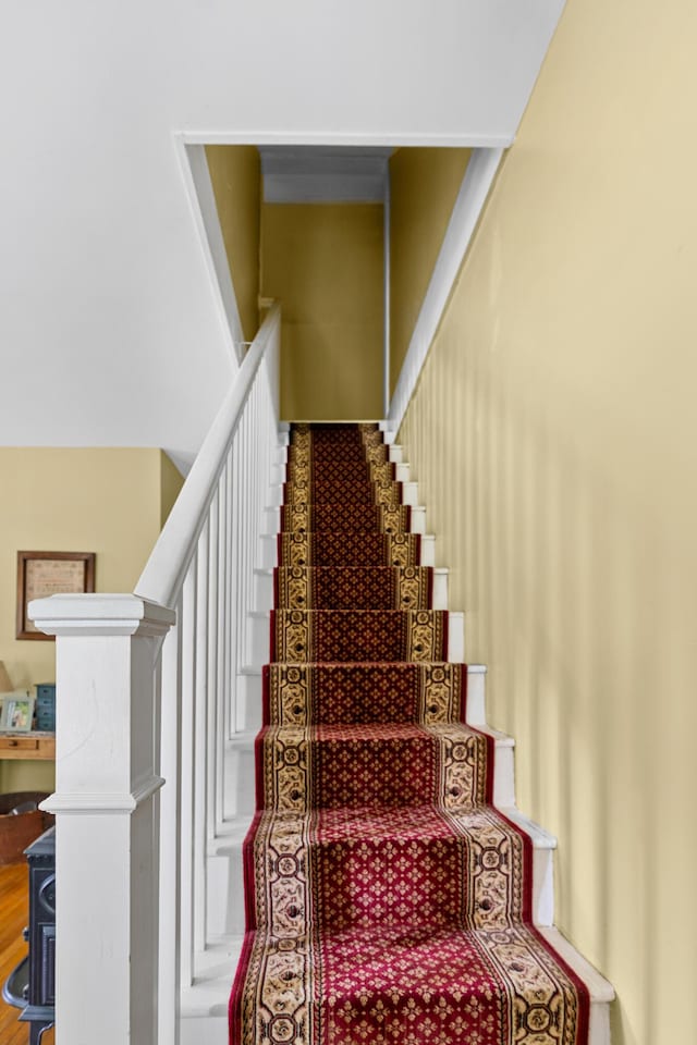 22 River Rd, Dresden, ME 04342 - stairs featuring wood finished floors