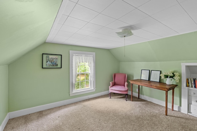22 River Rd, Dresden, ME 04342 - sitting room featuring carpet floors and vaulted ceiling
