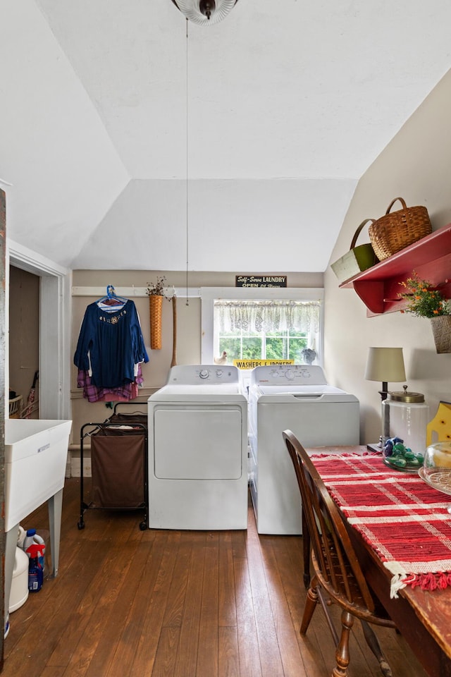 22 River Rd, Dresden, ME 04342 - laundry area featuring separate washer and dryer and wood-type flooring