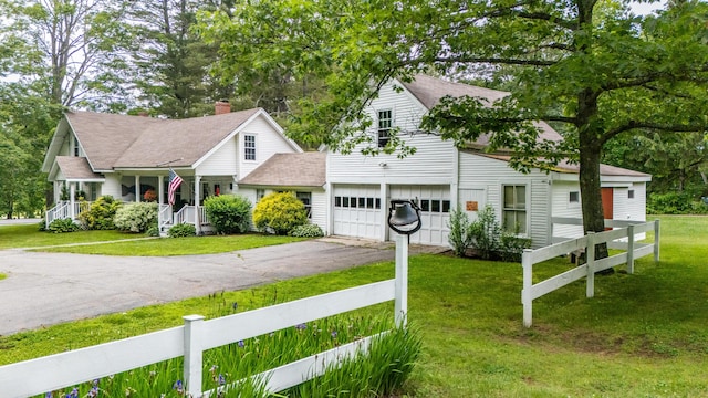 22 River Rd, Dresden, ME 04342 - view of front of property with a garage, driveway, roof with shingles, and a porch