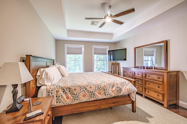 375 Pride St Unit 15, Westbrook, ME 04092 - bedroom featuring a tray ceiling and ceiling fan