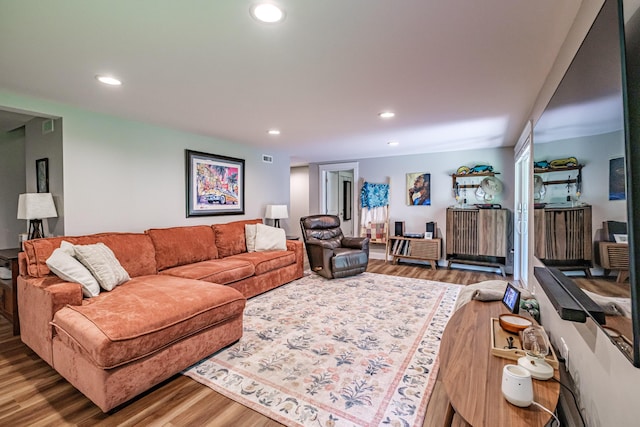 375 Pride St Unit 15, Westbrook, ME 04092 - living area featuring wood finished floors and recessed lighting