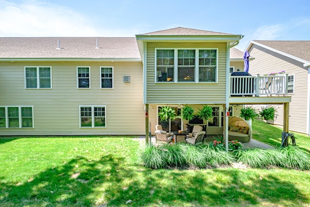 375 Pride St Unit 15, Westbrook, ME 04092 - rear view of property with a yard, a deck, outdoor lounge area, and a patio area