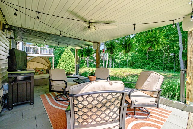 375 Pride St Unit 15, Westbrook, ME 04092 - view of patio with a ceiling fan, outdoor dining space, and a grill