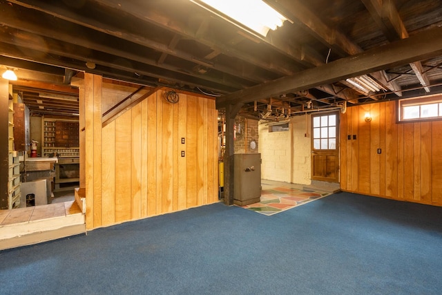 4 Sterling Rd, Kittery, ME 03904 - basement featuring wood walls and carpet