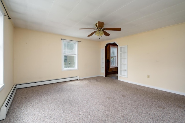4 Sterling Rd, Kittery, ME 03904 - empty room featuring carpet, a ceiling fan, and a baseboard radiator