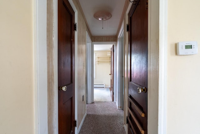 4 Sterling Rd, Kittery, ME 03904 - hallway featuring attic access, carpet floors, and a baseboard radiator