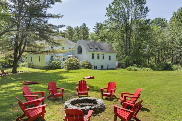 416 River Rd, Edgecomb, ME 04556 - view of green lawn featuring an outdoor fire pit