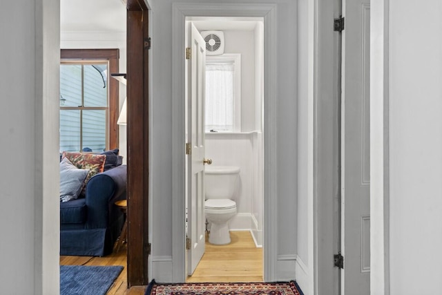 416 River Rd, Edgecomb, ME 04556 - bathroom featuring wood finished floors and toilet
