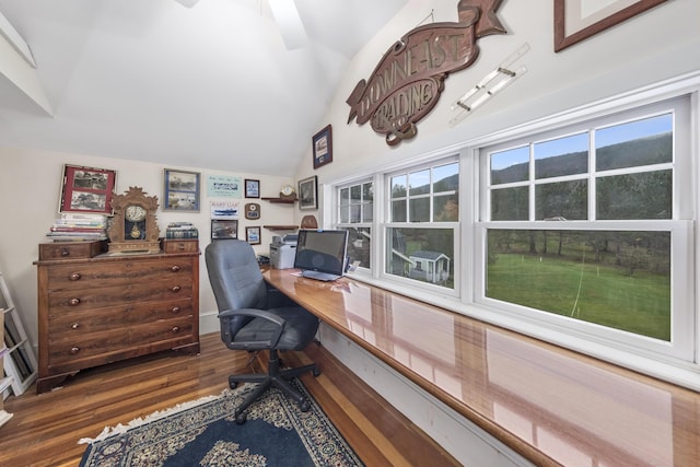 259 Mountain St, Camden, ME 04843 - office with wood finished floors and high vaulted ceiling