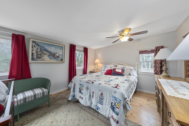 259 Mountain St, Camden, ME 04843 - bedroom featuring light wood-style flooring and ceiling fan