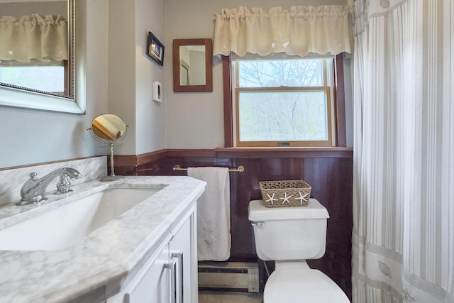 259 Mountain St, Camden, ME 04843 - bathroom with a baseboard heating unit and vanity