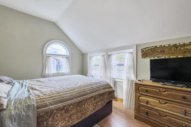 259 Mountain St, Camden, ME 04843 - bedroom featuring lofted ceiling and wood finished floors