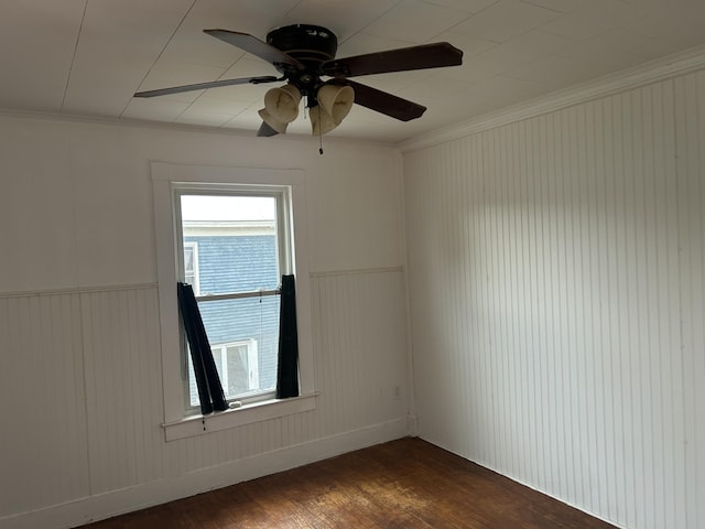 40 Silvermount St, Waterville, ME 04901 - unfurnished room with a ceiling fan, wood finished floors, and crown molding