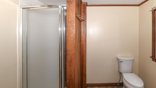 68 Hannibal Cir, Denmark, ME 04022 - bathroom featuring a stall shower and ornamental molding