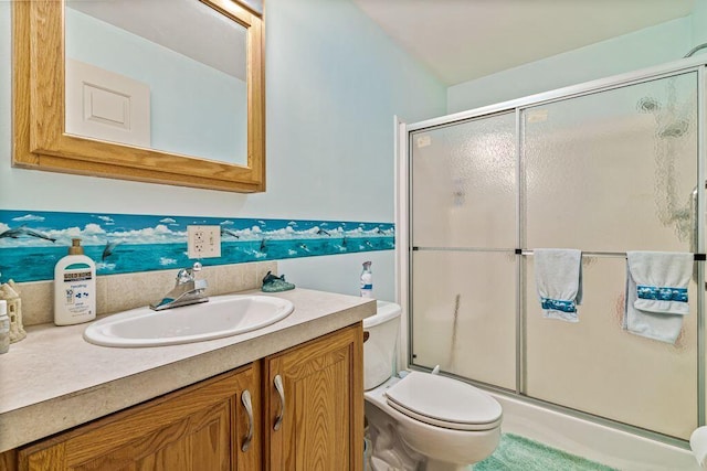 1080 Old Augusta Rd, Waldoboro, ME 04572 - bathroom with vanity and a shower with shower door