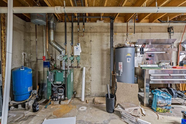 1080 Old Augusta Rd, Waldoboro, ME 04572 - utility room with water heater and a heating unit