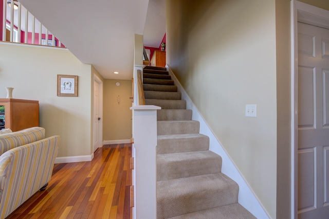 11 Washington Ct, Naples, ME 04055 - stairway featuring wood-type flooring and recessed lighting